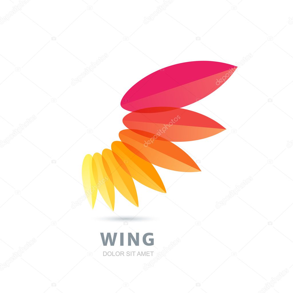 Vector illustration of abstract multicolor wing. Creative logo design template. Design concept for business solutions, technology, development and creativity.