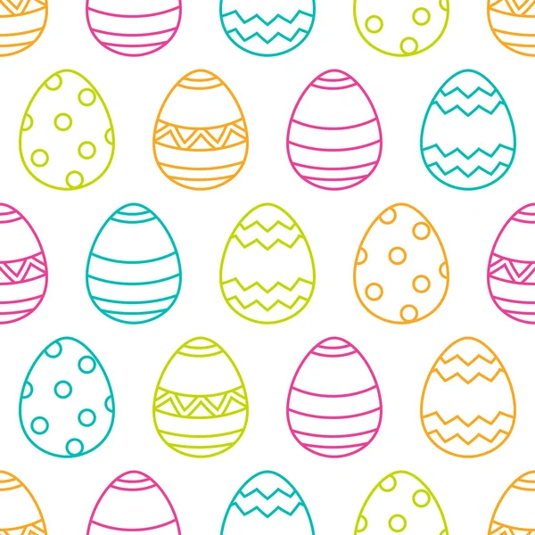 Easter seamless pattern with linear multicolor eggs. — Stock Vector