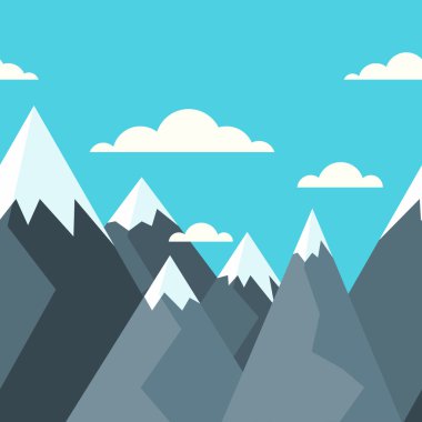 Dağlar manzarası, vektör kesintisiz yatay arka plan.