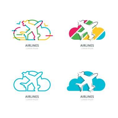 Uçuş uçak siluet ve bulut.