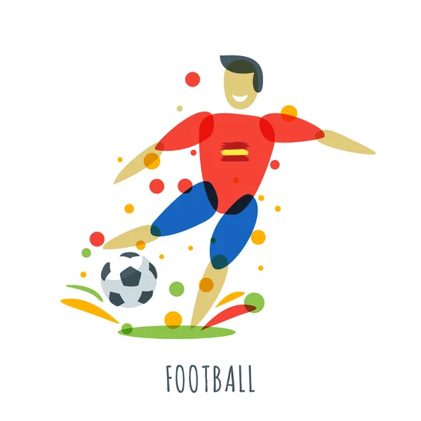 Euro 2016. Championnat de football. Joueur espagnol avec ballon. — Image vectorielle