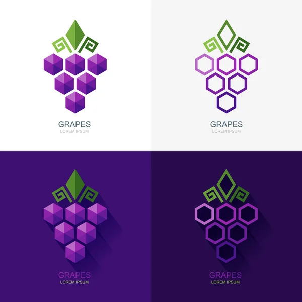 ブドウのベクトルのロゴ、アイコン、ラベル要素のセット. — ストックベクタ