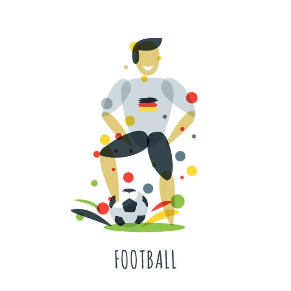 Euro 2016. Championnat de football. Joueur allemand avec ballon — Image vectorielle