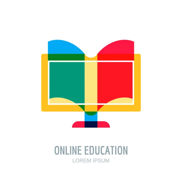 Online, distance education vector logo, icon design template. — Vetor de Stock