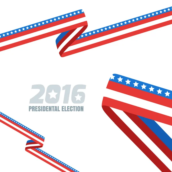 Abstract vector background with ribbon in colors of national united states flag. Concept for USA Presidential election 2016. Vote and election banner design template with copy space. — Stockvektor