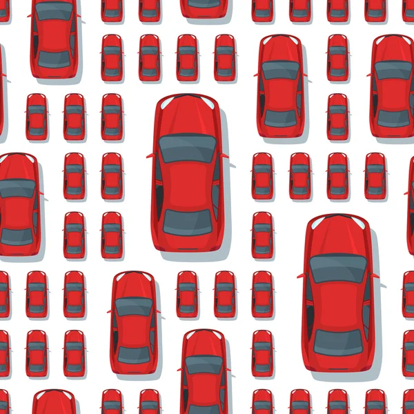 Vector seamless pattern with multi sized red cars. — Vector de stock