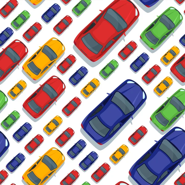 Vector seamless pattern with multi sized red cars. — Image vectorielle