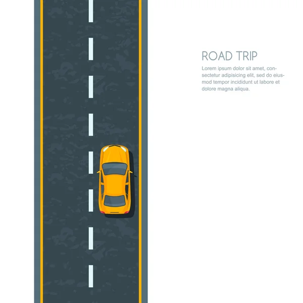 孤立した道路と自動車、トップ ビュー. — ストックベクタ