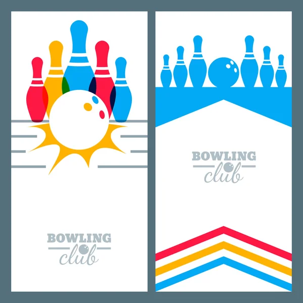 Set of bowling banner backgrounds, poster, flyer or label design elements. — стоковый вектор
