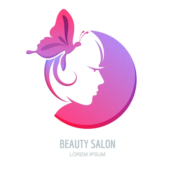 Vector beauty logo, label design elements. Woman face symbol. — стоковый вектор