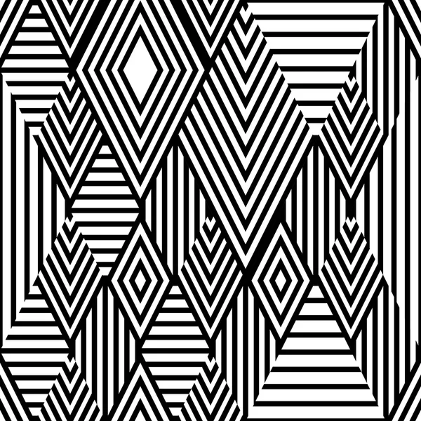 Vector black and white ethnic seamless pattern with striped rhombus. — Image vectorielle