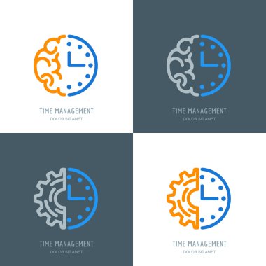 Time management and planning business concept. Vector logo or icons set