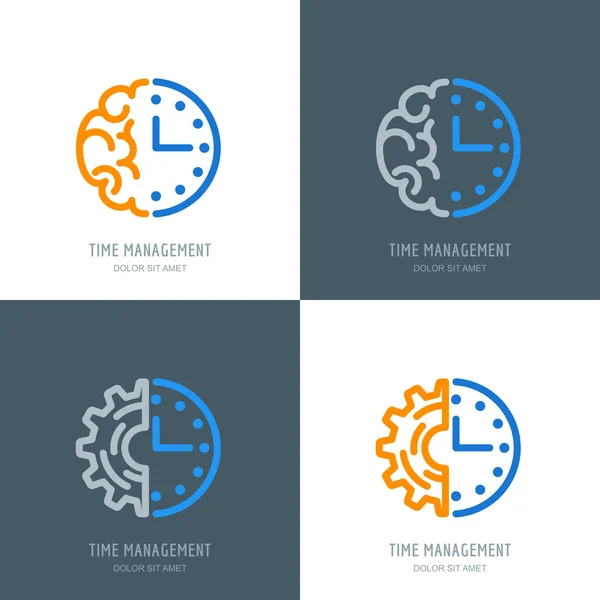 Time management and planning business concept. Vector logo or icons set — Διανυσματικό Αρχείο