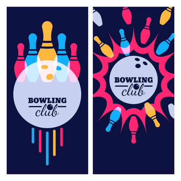 Bowling Sfondi, icone e gli elementi per banner, poster, flyer, design dell'etichetta. Illustrazione vettoriale astratta di bowling gioco. — Vettoriale Stock