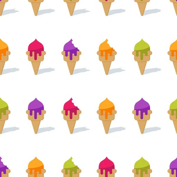 Vektorové bezešvé pozadí s barevnými kužely zmrzliny. Zmrzlinu nebo zmrazené jogurt vzor. — Stockový vektor