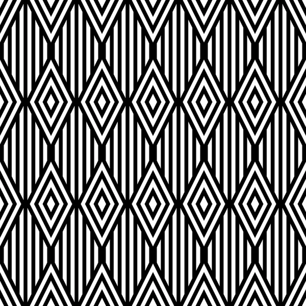 Motif sans soudure monochrome géométrique Vector. Abstrait avec losange rayé noir et blanc. Création de concept pour textile mode impression, papier d’emballage, fond web package. — Image vectorielle