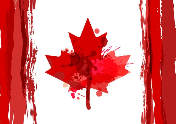 Holiday poster with hand drawn watercolor Canada maple leaf. Happy Canada Day watercolor horizontal background. Grunge canadian flag illustration. Design for banner or greeting cards. — Stock Vector