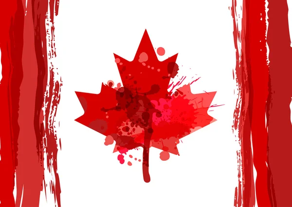 Urlaub-Plakat mit Hand gezeichnet Aquarell Kanada Maple Leaf. Happy Canada Day Aquarell horizontale Hintergrund. Grunge kanadische Flagge Abbildung. Design für Banner oder Grußkarten. — Stockvektor