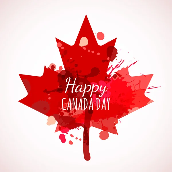 Happy Canada Day Aquarell Hintergrund. Urlaub-Poster mit roten Kanada Maple Leaf. Grunge kanadische Flagge Abbildung. Design für Banner oder Grußkarten. — Stockvektor