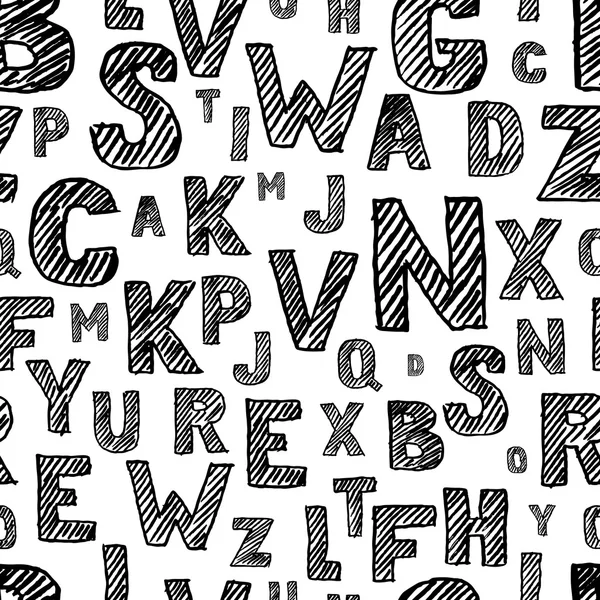 Vector seamless pattern with hand drawn sketch alphabet. Scratch — стоковый вектор