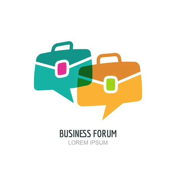 Business forum vector logo or label design. Blog or chat portfolio color icon. Hand drawn speech bubble and briefcase illustration. Concept for blog design, chat, forum, social network, communication. — стоковый вектор