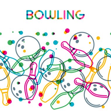 Arka plan rengi doğrusal bowling topları ile bowling ve iğne Bovling vektör. Soyut çok renkli çizimi.
