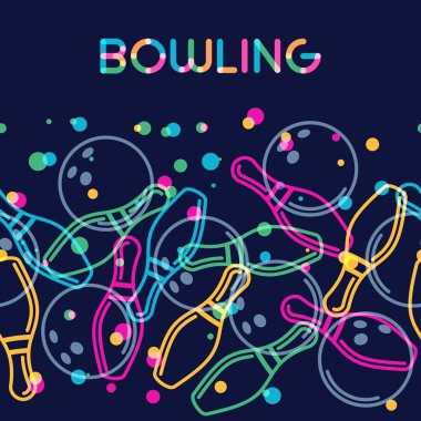 Arka plan rengi doğrusal bowling topları ile bowling ve iğne Bovling vektör. Soyut çok renkli çizimi.