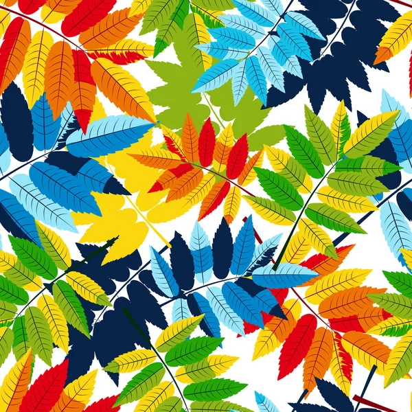 Las hojas de otoño vector de patrones sin fisuras. Fondo multicolor del otoño con las hojas. Diseño para tela, impresión de materia textil, papel de embalaje. — Vector de stock