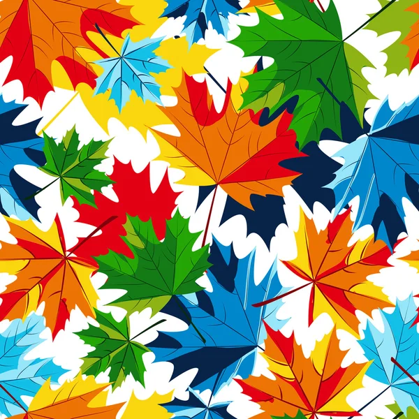 Vector maple autumn leaves seamless pattern. Multicolor fall background with leaves. Design for fabric, textile print, wrapping paper. — Stock Vector