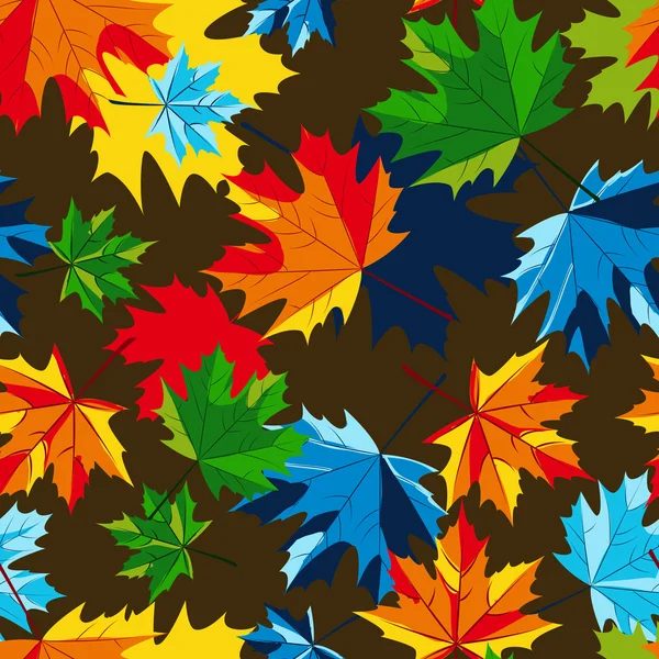 Vector maple autumn leaves seamless pattern. Multicolor fall background with leaves. — Stock Vector