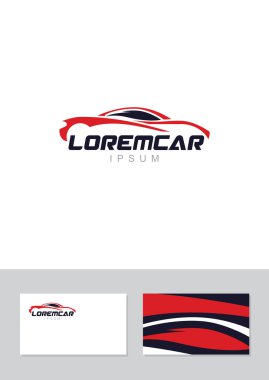 Car abstract lines vector logo design concept with business card clipart