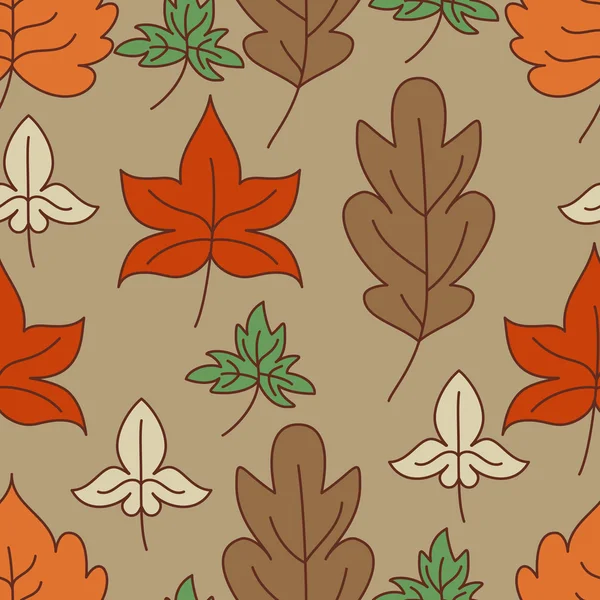 El otoño deja un patrón sin costuras. Ilustración vectorial — Vector de stock