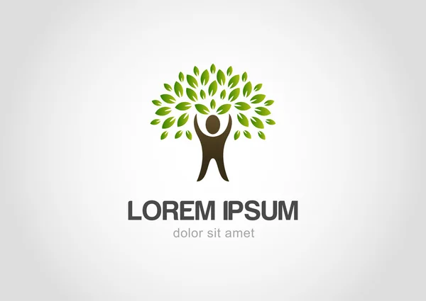 Mann mit grünen Kreis Baum, Vektor-Logo-Design-Vorlage — Stockvektor