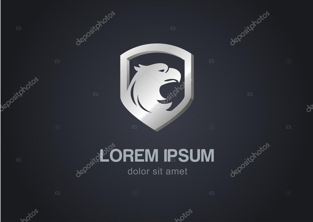 Bird in shield abstract vector logo design template. Luxury emblem concept icon.
