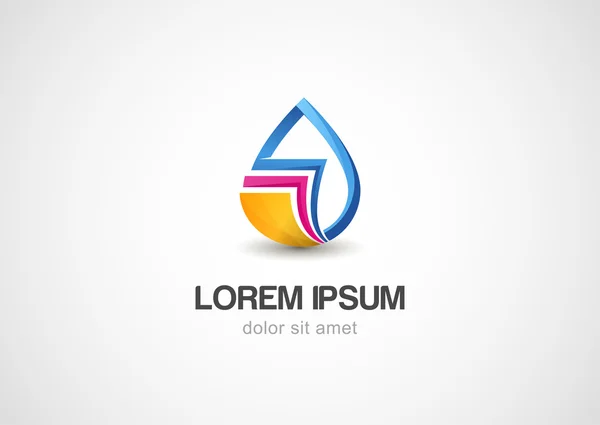 Hojas y gota Resumen vector plantilla de diseño de logotipo. c creativa — Vector de stock