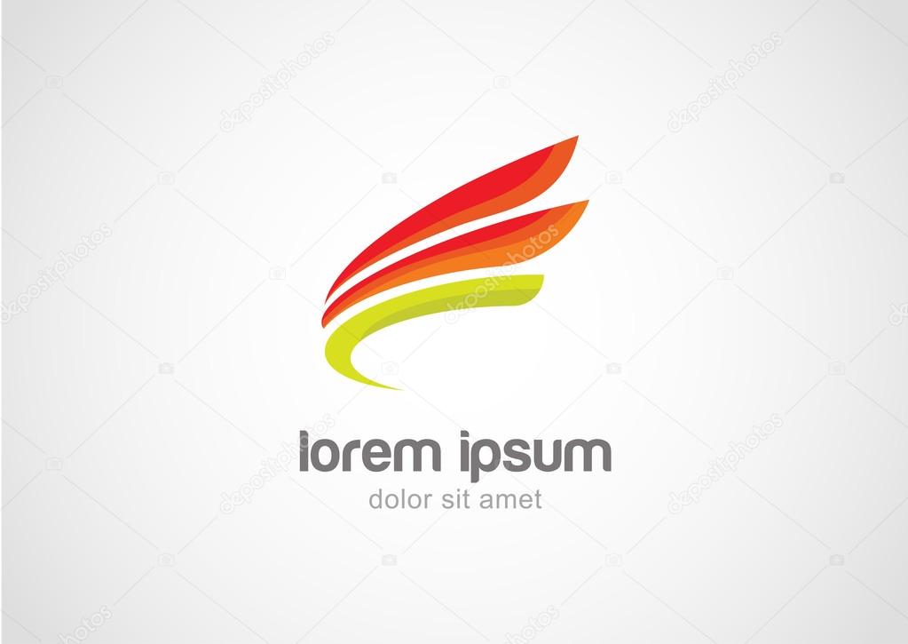 Vector 3d abstract wing flying logo for company isolated.