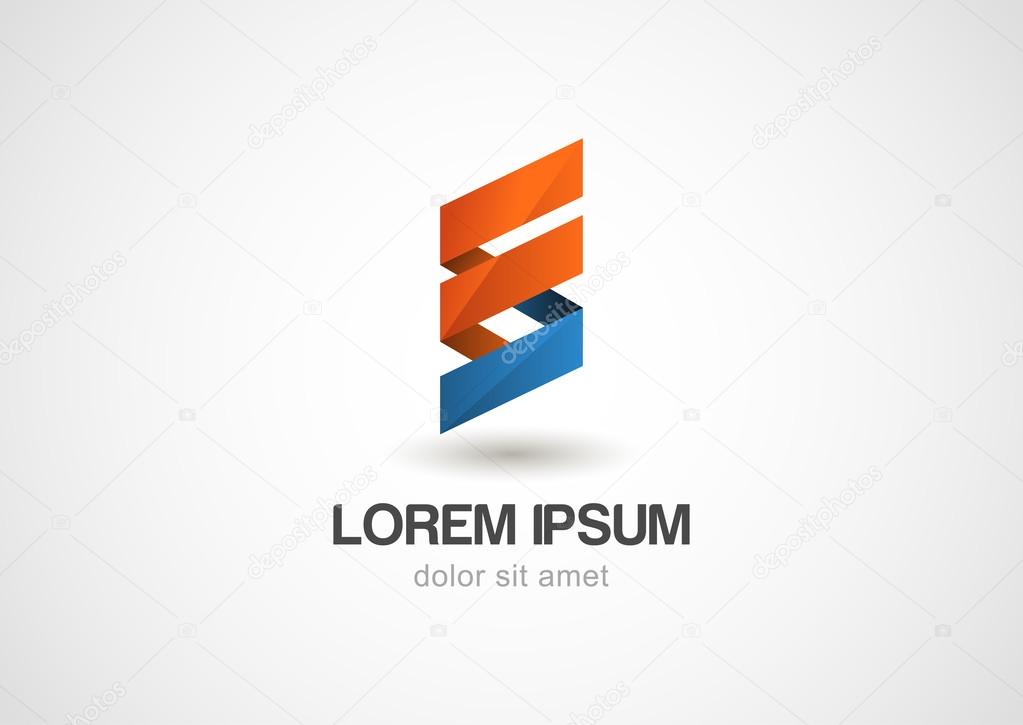 Abstract paper ribbon logo template. Corporate icon such as logotype.