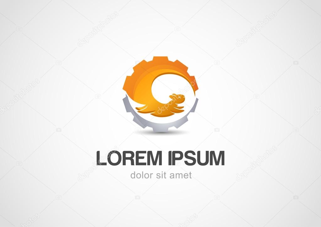Vector Abstract illustration logo of squirrel and gear.