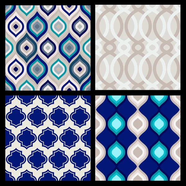 Set of seamless patterns. Abstract  geometric wallpaper. Vector — Stock Vector