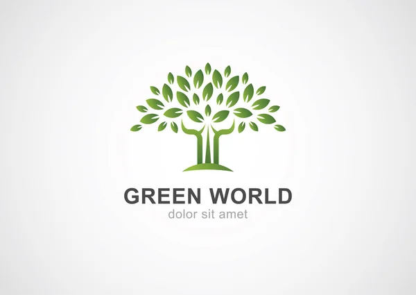 Modelo de design do logotipo de vetor de árvore círculo verde. jardim ou ecologia — Vetor de Stock