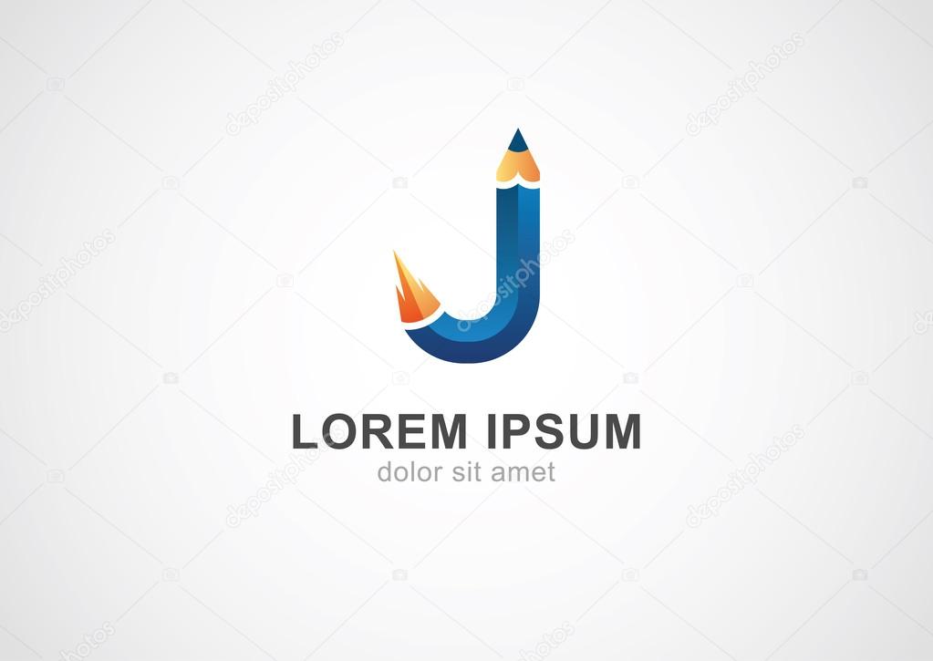 Flying jet pencil logo template. Vector icon.