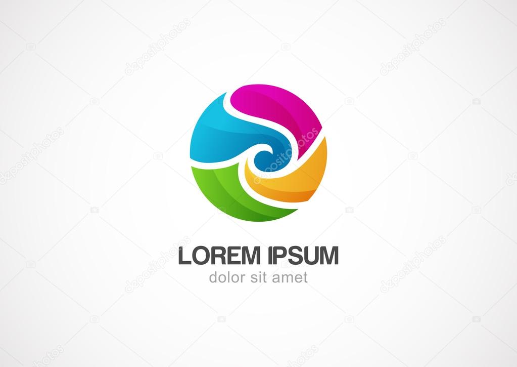 Abstract colorful circle wave vector logo template.