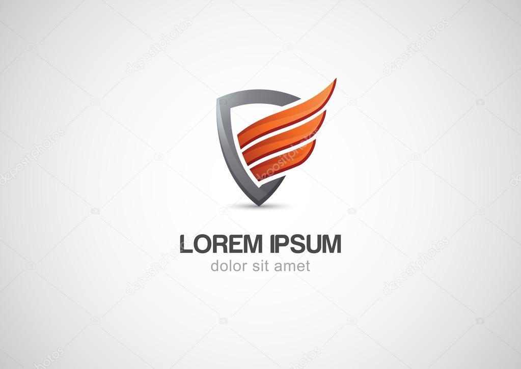 Heraldic shape with abstract wings, vector logo design template.