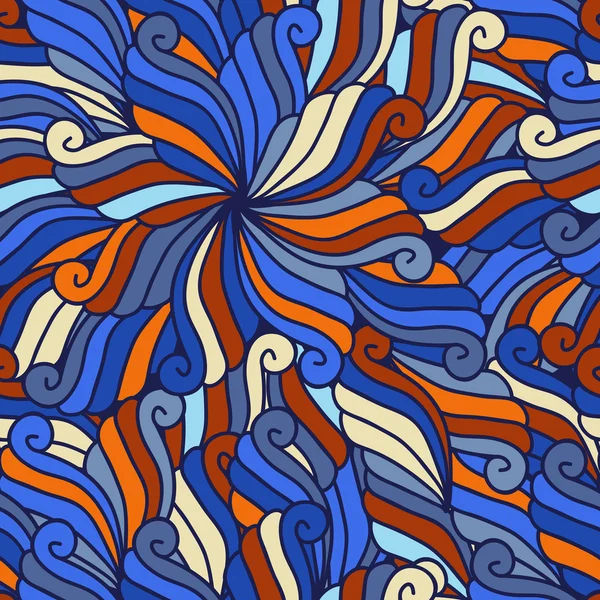Абстрактный рисованной волны шаблон, бесшовные цветочные векторных фонов — стоковый вектор
