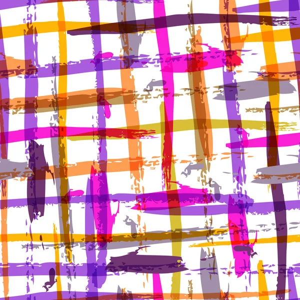 Sömlös akvarell fet rutigt mönster med färgglada ränder. ve — Wektor stockowy
