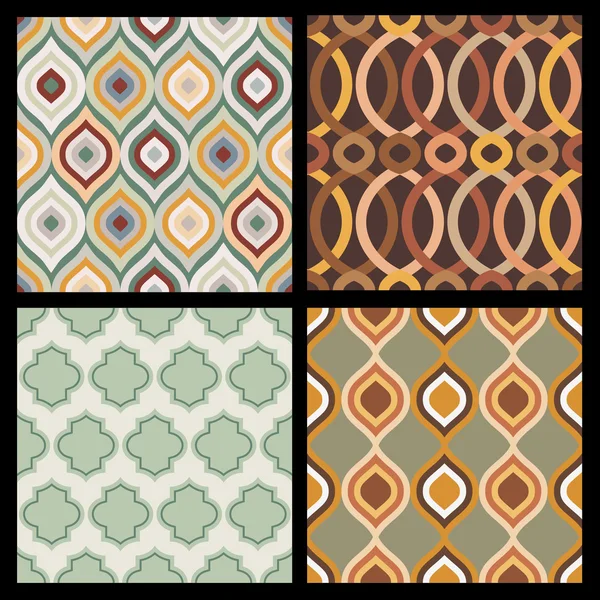 Set of seamless autumn patterns. Abstract  geometric wallpaper. — Stock Vector