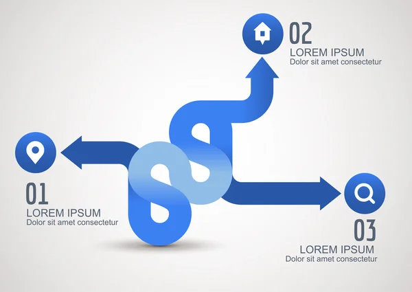 Infographic blauwe pijlen met iconen en vector achtergrond sjabloon — Stockvector