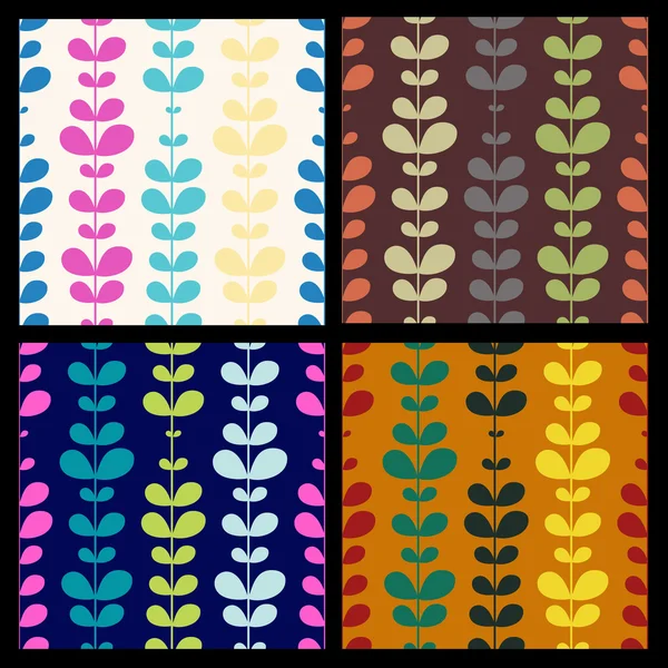 Set of vector seamless hand-drawn pattern with colorful autumn a — Stock Vector