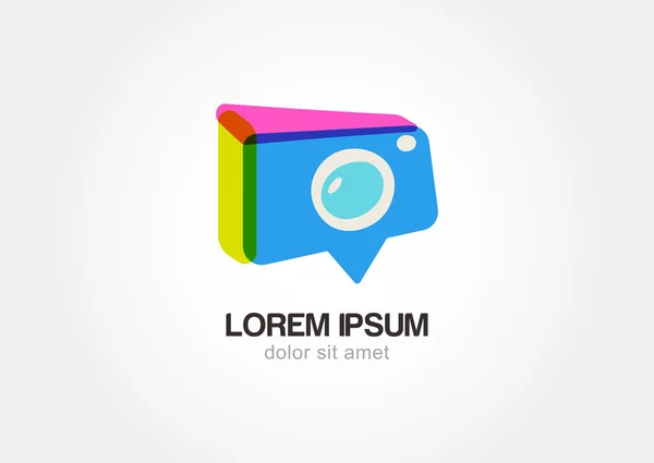 Abstract colorful photo camera. Stylized waypoint. Vector logo i - Stok Vektor