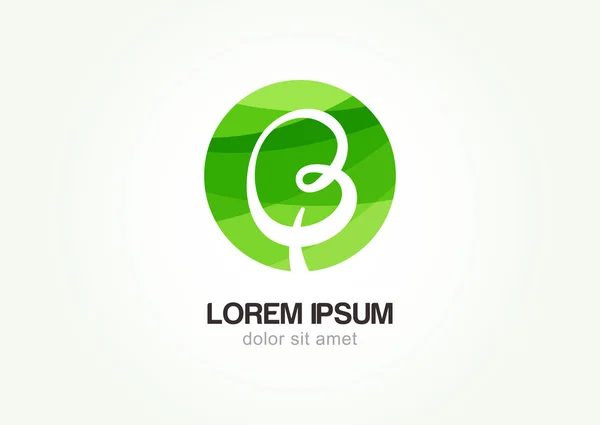 Groene cirkel handgetekende boom, vector logo ontwerpsjabloon. Garde — Stockvector